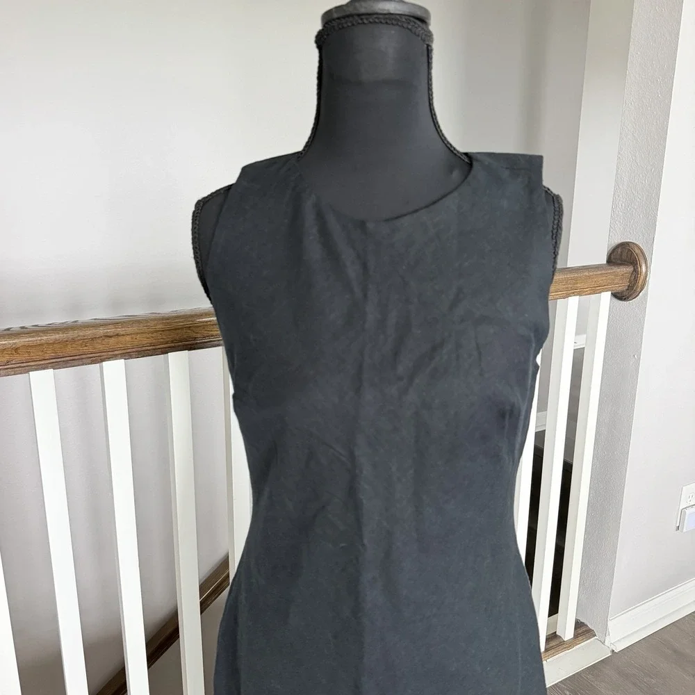 Abercrombie & Fitch NWT Linen Cotton Blend Maxi Dress SP Black Minimalist Preppy
